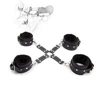 HCUDFN Esposas, esposas for pies, juego de bondage SM de cuero de felpa, esposas for tobillos, cama sexual, bondage, juguetes sexuales cruzados for parejas y mujeres.