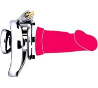 HCUDFN Jaula de castidad de acero inoxidable BDSM for hombres, jaula de castidad plana, jaula for pene con consolador, juguete sexual de castidad SM bondage for hombres y parejas.(Pink Rosa,40MM)