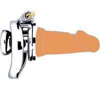 HCUDFN Jaula de castidad de acero inoxidable BDSM, jaula de castidad plana SM, jaula for pene con consolador, juguete sexual de castidad for hombres y parejas.(Flesh,40MM)