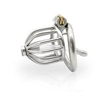 HCUDFN Jaula de castidad de acero inoxidable SM con cerradura y anillo de bondage - Jaula de metal for pene, juguete sexual for hombres y parejas(Ring50mm)