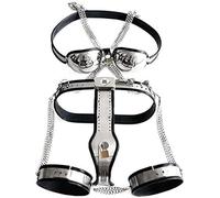 HCUDFN Juego de 3 cinturones de castidad invisibles for mujer, sujetador, anillo for el muslo, dispositivo de castidad de metal, juguetes sexuales for mujeres y parejas.(Waist 60~90cm)