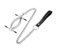 HCUDFN Pinzas de acero inoxidable BDSM for labios, pinzas for clítoris, dilatador vaginal con cadena, separador de labios, juguetes sexuales for mujeres y parejas.