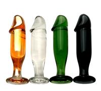 HCUDFN Tapón anal de vidrio con forma de pene y base, consoladores de vidrio, tapón anal, consolador de vidrio de cristal, consoladores anales, juguetes sexuales for masturbación for hombres y mujeres