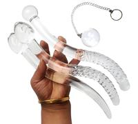 HCUDFN Tapón Anal de Vidrio SM, consolador Curvo con Bolas anales, tapón de Vidrio Transparente, consolador de Vidrio, Bola Anal, Juguete Anal for el Punto G for Mujeres y Hombres. B+C+D)