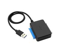 HCUSR Cable adaptador USB 3.0 a SATA de doble bahía para 2,5/3,5" HDD/SSD, soporte para lectura simultánea de 2 unidades con conector de alimentación CC, hasta 16 TB cada uno, Plug & Play