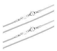 Hcvone 2 piezas de cadena de plata 925 de 1,0 mm de serpiente/caja de 2,0 mm para mujer de 40,6 a 76,2 cm para un aspecto en capas o reemplazo, 26inch, Cobre, No es una piedra preciosa