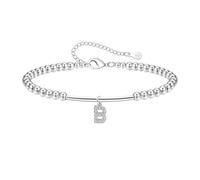 Hcvone Pulsera de plata de ley 925 con letra inicial y circonita cúbica para hija, madre, hermana, amigas, talla única, Cobre, No es una piedra preciosa