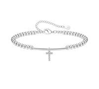 Hcvone Pulsera de plata de ley 925 con letra inicial y circonita cúbica para hija, madre, hermana, amigas, talla única, Cobre, No es una piedra preciosa