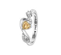 Hcvone Regalo de cumpleaños para mujeres y niñas, anillo ajustable de circonita cúbica, joyería para mamá, hija, amigas, hermana, Cobre, Sin piedras preciosas