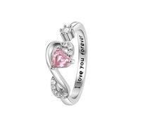 Hcvone Regalo de cumpleaños para mujeres y niñas, anillo ajustable de circonita cúbica, joyería para mamá, hija, amigas, hermana, Cobre, Sin piedras preciosas