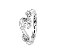 Hcvone Regalo de cumpleaños para mujeres y niñas, anillo ajustable de circonita cúbica, joyería para mamá, hija, amigas, hermana, Cobre, Sin piedras preciosas