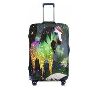 HCVXBSA Funda protectora elástica lavable para maleta, diseño de caballo en cuentos de hadas para maletas de 18 a 32 pulgadas, accesorios de viaje, Negro -, L