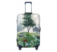 HCVXBSA Funda protectora elástica lavable para maleta, funda para equipaje de bosque mágico para maleta de 18 a 32 pulgadas, accesorios de viaje, Negro -, S