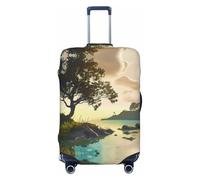 HCVXBSA Funda protectora elástica lavable para maleta, funda para equipaje de isla misteriosa para maleta de 18 a 32 pulgadas, accesorios de viaje, Negro -, XL