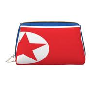 HCVXBSA Neceser de maquillaje para mujer, cepillo para el cuidado de la piel, organizador de viaje, bolso grande para maquillaje, accesorios, bandera de Corea del Norte, Blanco, Talla única