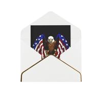 HCVXBSA Tarjetas en blanco con diseño de águila patriótica de la bandera de Estados Unidos con sobres, para todas las ocasiones, nota brillante de primera calidad para cumpleaños, Navidad, boda, 4 x 6