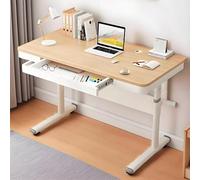 HCZKIUJY Adjustable Height Desk with Drawer, Solid Wood Study Table, Crank Elevating Office Desk, Home Office Furniture, Ergonomic Workspace Solution （80x60cm）