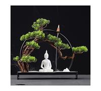 HCZKIUJY Albero Bonsai Artificiale Albero Bonsai Artificiale Arte in Ferro Piante Finte Albero Bonsai Zen Artificiale Figura in Ceramica Buddha Ornamenti per Casa Ufficio Decorazione I(B)