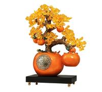 HCZKIUJY Albero di Cristallo Della Fortuna e Della ricchezza Albero di Cristallo di Citrino Bonsai di Cristallo Albero Della Fortuna di Citrino con Base Albero dei Soldi Reiki Fortuna (Orange)
