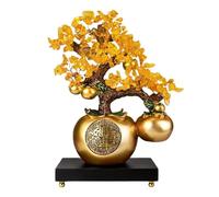 HCZKIUJY Albero di Cristallo Della Fortuna e Della ricchezza Albero di Cristallo di Citrino Bonsai di Cristallo Albero Della Fortuna di Citrino con Base Albero dei Soldi Reiki Fortuna (Gold)