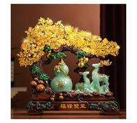 HCZKIUJY Albero di Cristallo Della Fortuna e Della ricchezza, Zucca portafortuna con Citrino - Statuette di Zucca e Cervo per attirare la ricchezza, oggetto Decorativo Feng Shui per la(Green-S)