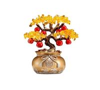 HCZKIUJY Albero di Cristallo portafortuna e ricchezza, Nuovo Albero dei Soldi cinese in Cristallo, decorazione Feng Shui per la Borsa Della Fortuna | Statuetta di Albero di Cristallo p(Gold)