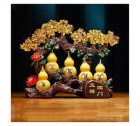 HCZKIUJY Albero di Cristallo portafortuna e ricchezza, Zucca di Cristallo Gialla, Albero Della Fortuna, Albero dei Soldi in Cristallo, decorazione in Stile Bonsai per Fortuna e ricchez(Gold-S)