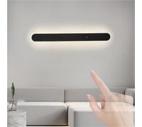 HCZKIUJY Aplique de Pared Moderno con Interruptor táctil - Lámpara de Lectura Redonda de Aluminio acrílico para Uso en Interiores, Cocina, Armario y gabinete (White Light-80cm)
