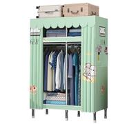 HCZKIUJY Armario de lona, armario de tela para colgar ropa, con rieles colgantes, compartimentos de tela para dormitorio, sala de estar, color verde, 82 cm