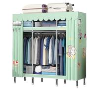 HCZKIUJY Armario de lona, armario de tela para colgar ropa, con rieles colgantes, compartimentos de tela para dormitorio, sala de estar, color verde, 82 cm