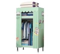 HCZKIUJY Armario de lona, armario de tela para colgar ropa, con rieles colgantes, compartimentos de tela para dormitorio, sala de estar, color verde, 82 cm