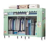 HCZKIUJY Armario de lona, armario de tela para colgar ropa, con rieles colgantes, compartimentos de tela para dormitorio, sala de estar, color verde, 82 cm