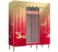 HCZKIUJY Armario de tela, organizador de almacenamiento de ropa con barra para colgar + estantes, armario plegable con cubierta de tela, para dormitorio, guardarropa, color rojo, 143 cm