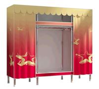 HCZKIUJY Armario de tela, organizador de almacenamiento de ropa con barra para colgar + estantes, armario plegable con cubierta de tela, para dormitorio, guardarropa, color rojo, 143 cm