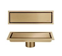 HCZKIUJY Desagüe de Suelo Invisible de Acero Inoxidable 304, Dorado, Oculto, extendido, antiolor, Accesorio de baño, Lado Brillante, 10 x 60 cm (Gold Mid-10x50cm)