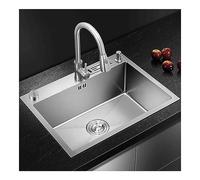 HCZKIUJY Fregadero de Cocina de Acero Inoxidable, Fregadero Nano Grande Individual con portacuchillos Integrado, Fregadero de Barra con Grifo extraíble, Utensilios de Cocina