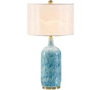 HCZKIUJY Lámpara de Mesa de Noche de cerámica Cian, Moderna y Minimalista, para Sala de Estar, Escritorio, Dormitorio, Estudio, Estilo Vintage (Push Button Switch)