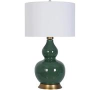 HCZKIUJY Lámparas de mesilla de Noche, lámpara de Escritorio de cerámica con Forma de Calabaza y Tela Blanca, Estilo Zen, para Sala de Estar o Dormitorio (Bronze-A)