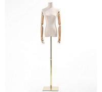 HCZKIUJY Maniquí Femenino con Torso sujetable con alfileres, Brazos móviles y Soporte metálico de Altura Ajustable, para exhibición de Ropa de Mujer（Gold-S