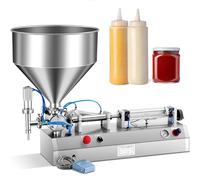 HCZKIUJY Máquina Manual de llenado de líquidos, llenadora de Botellas de Pasta con tolva, máquina Horizontal neumática de llenado de Botellas para Perfume/Bebida/Agua - Presión de(200ML)