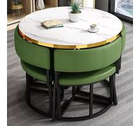 HCZKIUJY Mesa redonda de recepción de oficina, mesa de club y silla para 4, juegos de mesa de negociación de sala de conferencias pequeña, mesa redonda de 35.4 pulgadas y 4 sillas de piel sintética