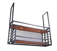 HCZKIUJY Mobiletto per Vino da parete in Ferro battuto, Bar per il Tempo Libero, portabottiglie in Legno massello, soggiorno, casa, sul Muro, Vino