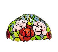 HCZKIUJY Pantalla de lámpara de vitral de 12 x 7 Pulgadas, Solo para Repuesto, Estilo Tiffany, Cubierta de luz Antigua, Adecuada para Usar con lámpara de pie arqueada, lámpara de antor(Rose)