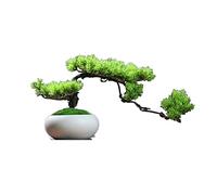 HCZKIUJY Piante artificiali, Albero Bonsai artificiale, Grande 40 cm, simulazione di Pino di benvenuto, Bonsai per interni, decorazione da scrivania, pianta simulata, Vaso di Fiori in (Gold)