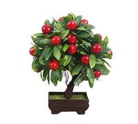 HCZKIUJY Piante artificiali Piante artificiali Bonsai Albero da frutto Arancio Pesco in Vaso per la decorazione Della casa e del soggiorno Set di Fiori Piante finte Decorative (H)