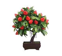 HCZKIUJY Piante artificiali Piante artificiali Bonsai Albero da frutto Arancio Pesco in Vaso per la decorazione Della casa e del soggiorno Set di Fiori Piante finte Decorative (E)