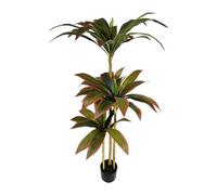 HCZKIUJY Piante Verdi Alberi artificiali 130 cm/4,2 piedi Albero finto Vaso per Albero con Bordo Rosso in Ferro Pianta artificiale Decorazione per pavimento Pianta Finta