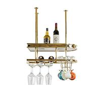 HCZKIUJY Porta calici da Vino in Acciaio INOX, espositore Creativo, scaffale per Vino, Porta calici da Vino, Porta calici da appendere,Gold-30x32x80cm