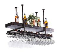 HCZKIUJY Portabicchieri da Vino capovolto Portabicchieri da Vino in Stile semplice Portabicchieri da Vino appeso in Ferro Decorazione da soffitto Mensola,Bronze-80x35cm