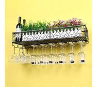 HCZKIUJY Portabottiglie da parete, portabottiglie Nero da parete per cucina, portabottiglie in Metallo, portabicchieri da Vino, mensola portaoggetti,White-120 * 25cm